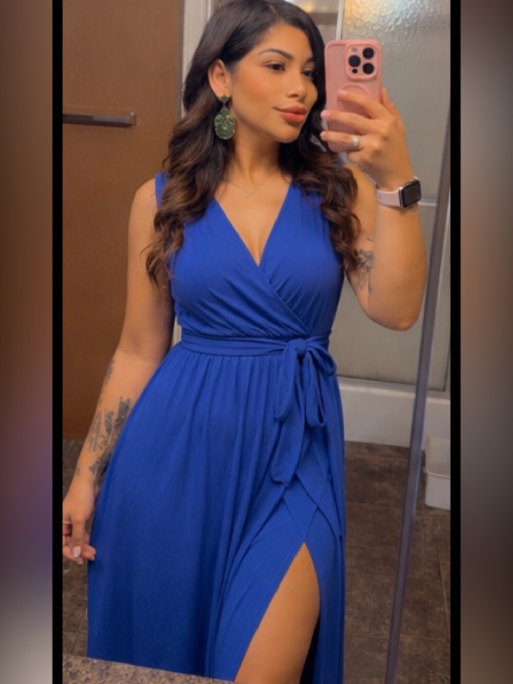 See You Monday Royal Blue Wrap Maxi Dress